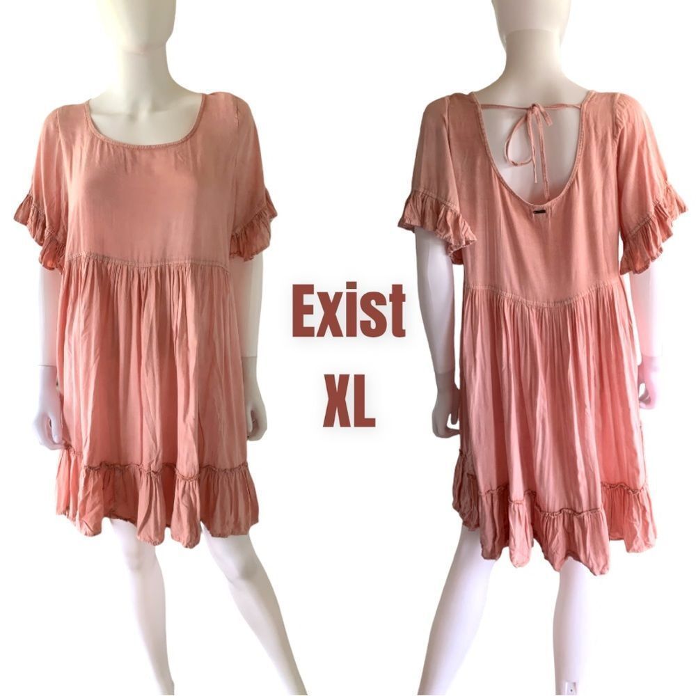 Exist 100% rayon | Pink Stone Washes Ruffle Dress beautiful